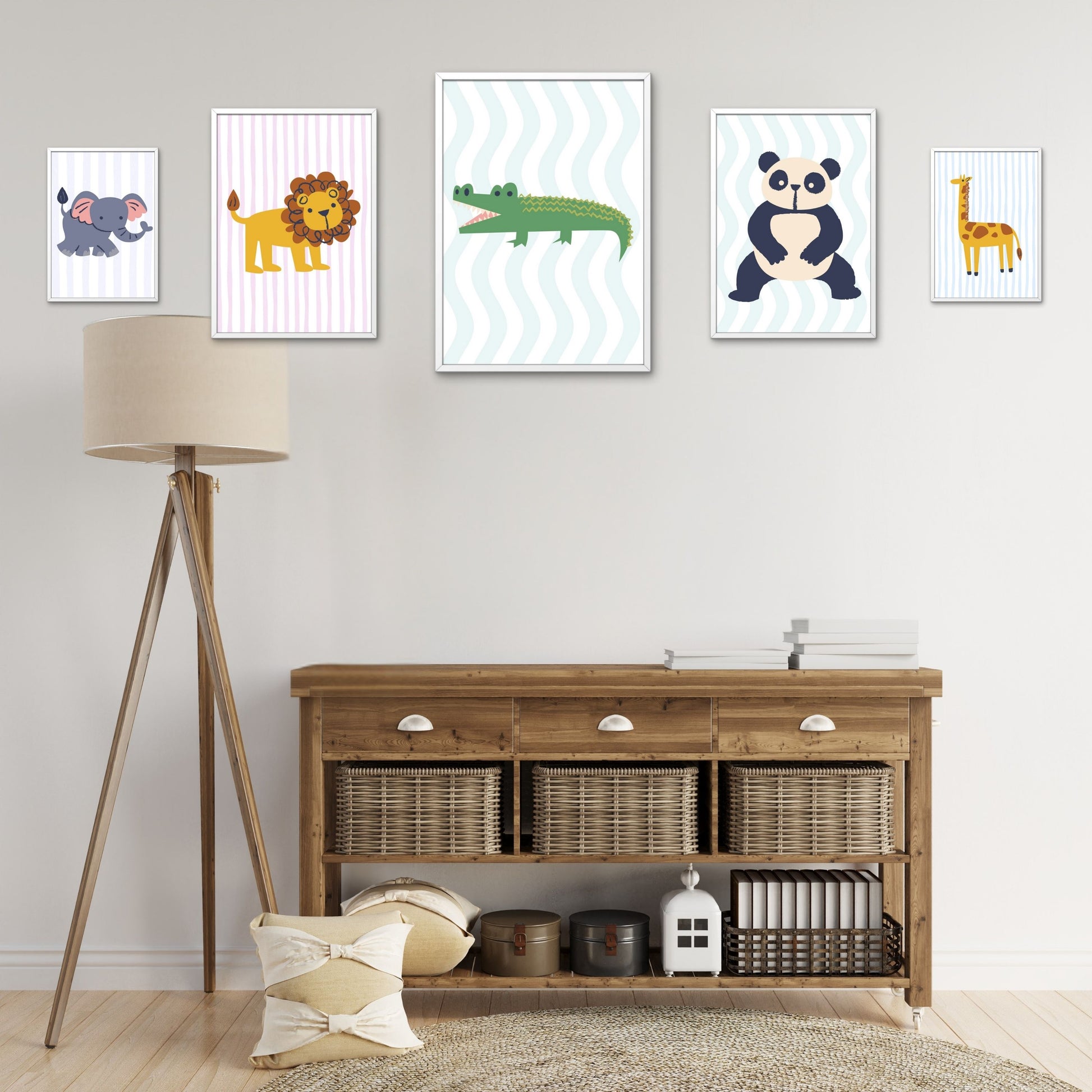 Animal Wall Art Set |  Safari Illustrations | Nursery Prints | Digital Download | Kids Room Decor | Jungle Wall Art | Printable Pack
