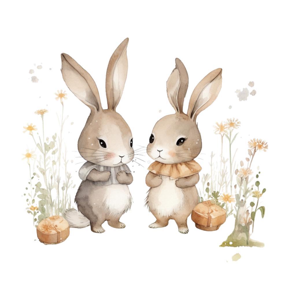 24 Cute Rabbit Clipart PNG Set – High Resolution Bunny Illustrations 4096×4096 | 300 DPI | Transparent Background