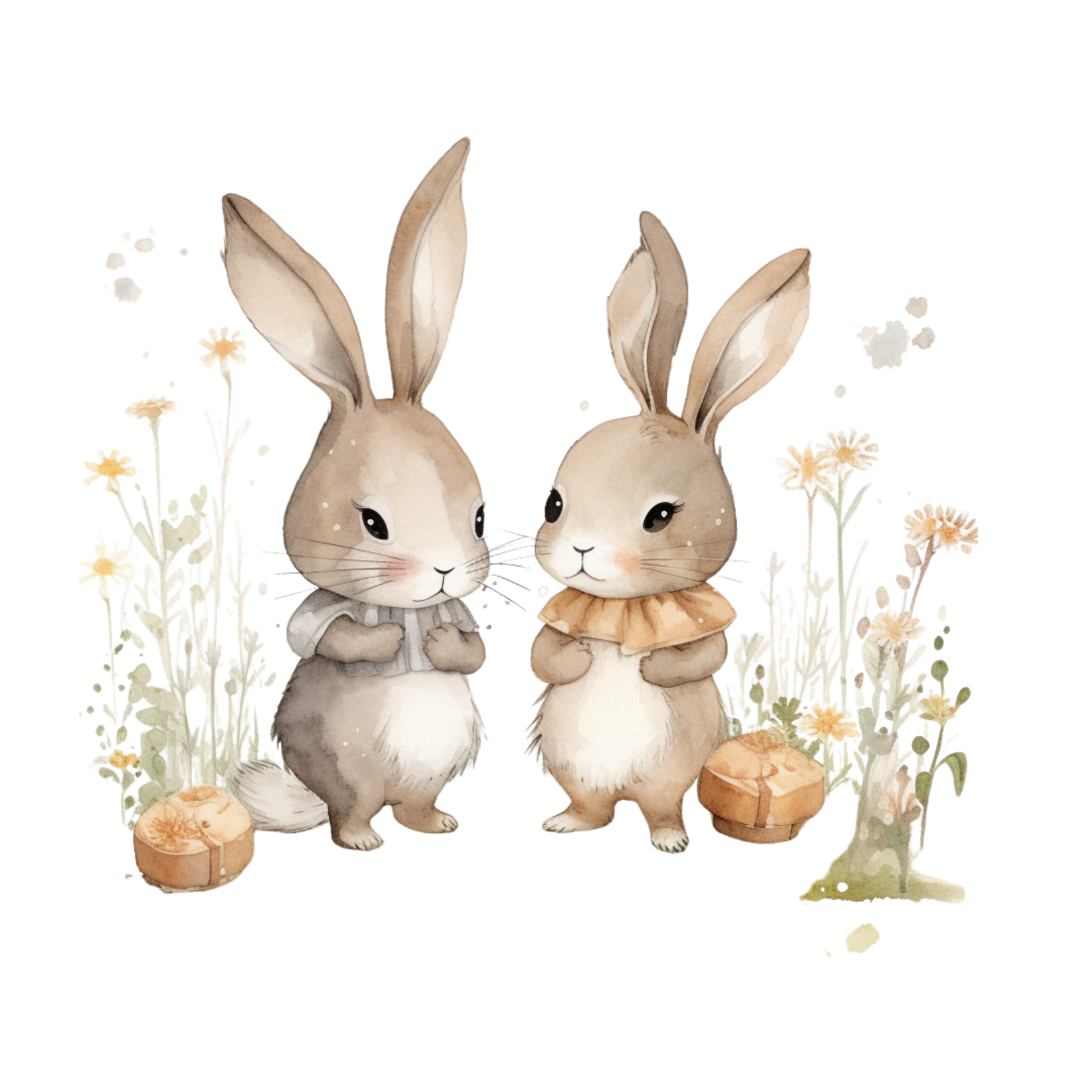24 Cute Rabbit Clipart PNG Set – High Resolution Bunny Illustrations 4096×4096 | 300 DPI | Transparent Background