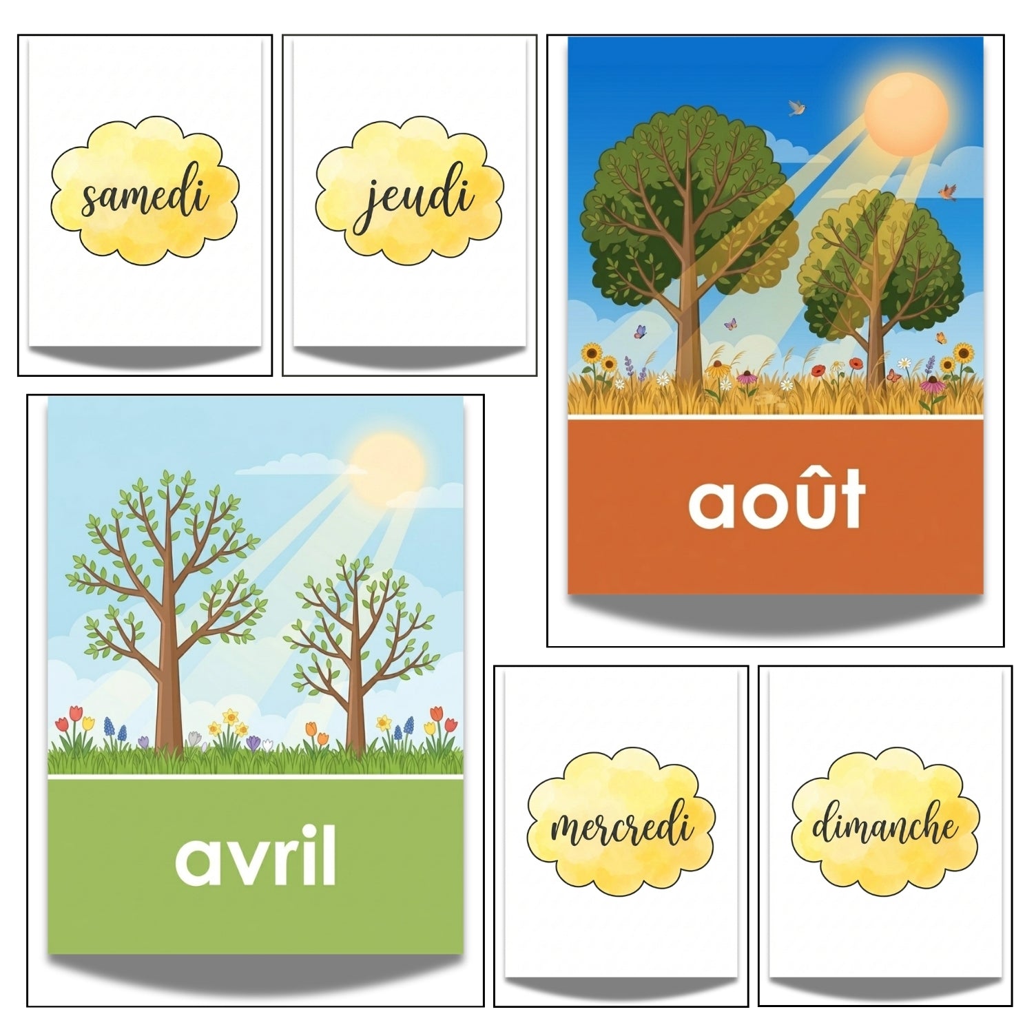 Printable French Calendar for Kids | 20 Page Classroom Weather & Month Prints