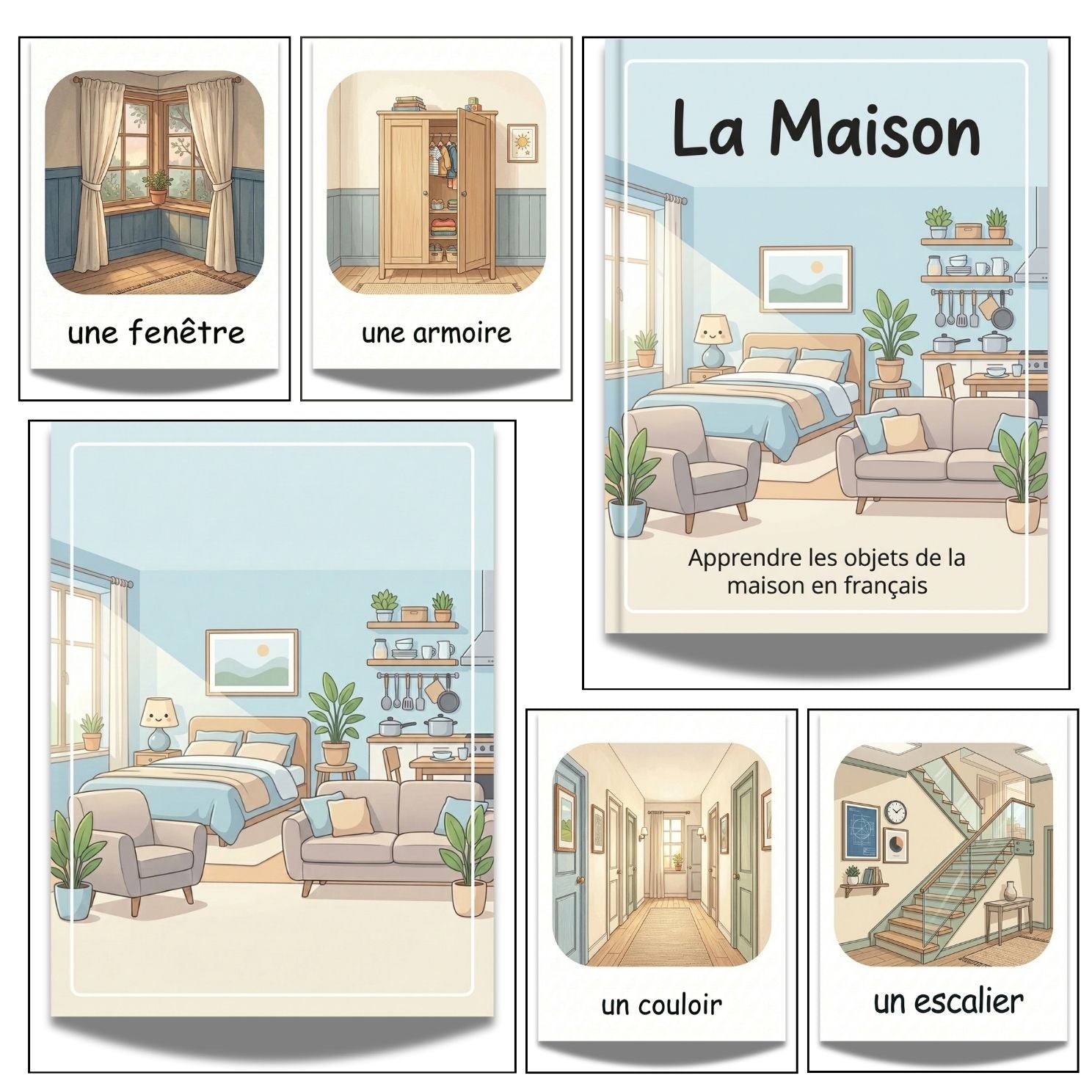 French House Objects Flashcards | 20 Page Kids Home Vocabulary Prints