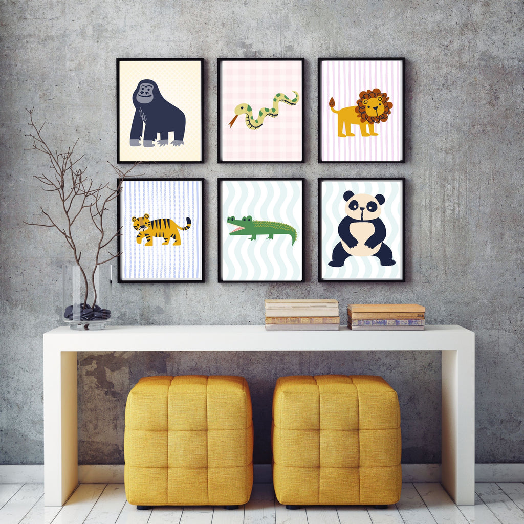 Animal Wall Art Set |  Safari Illustrations | Nursery Prints | Digital Download | Kids Room Decor | Jungle Wall Art | Printable Pack