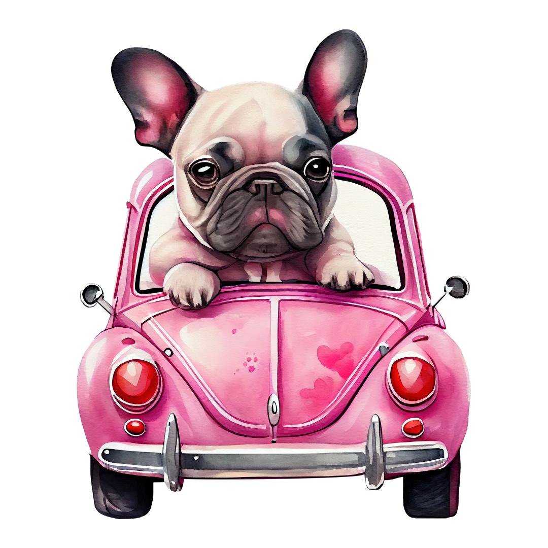 16 Dogs in Cars Cliparts – PNG & PDF Pack – Retro & Modern Style