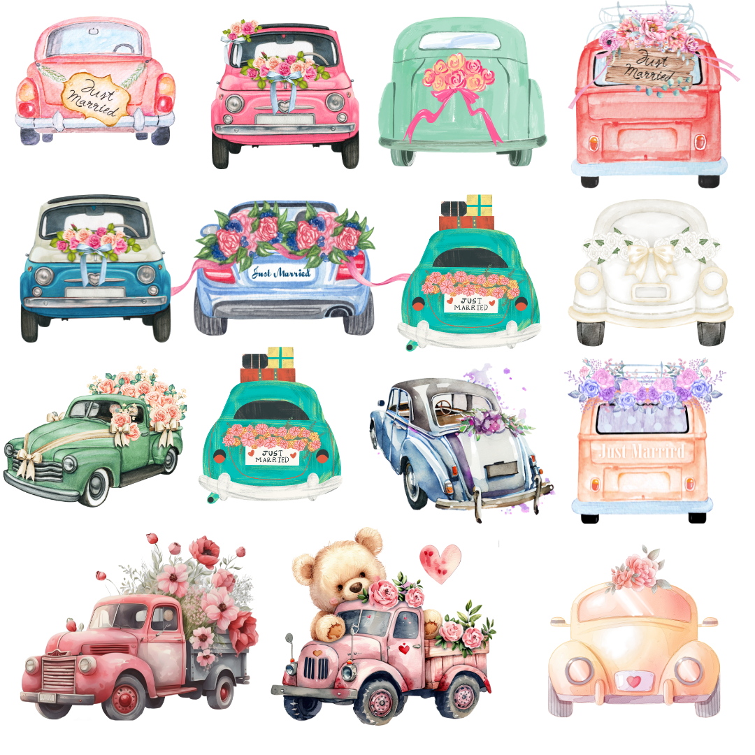 35 Car Clipart Set – PNG Transparent 300 DPI | High-Resolution 4096×4096 | Digital Download