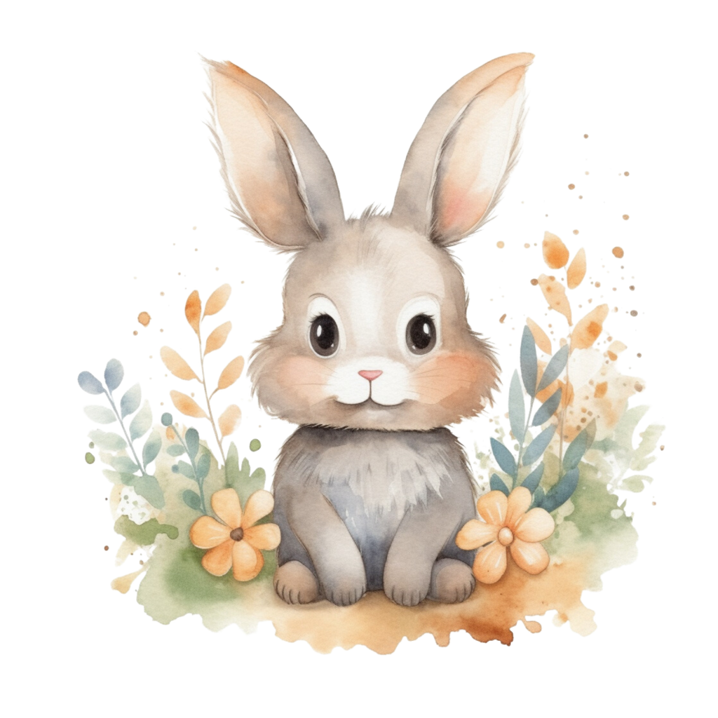 24 Cute Rabbit Clipart PNG Set – High Resolution Bunny Illustrations 4096×4096 | 300 DPI | Transparent Background