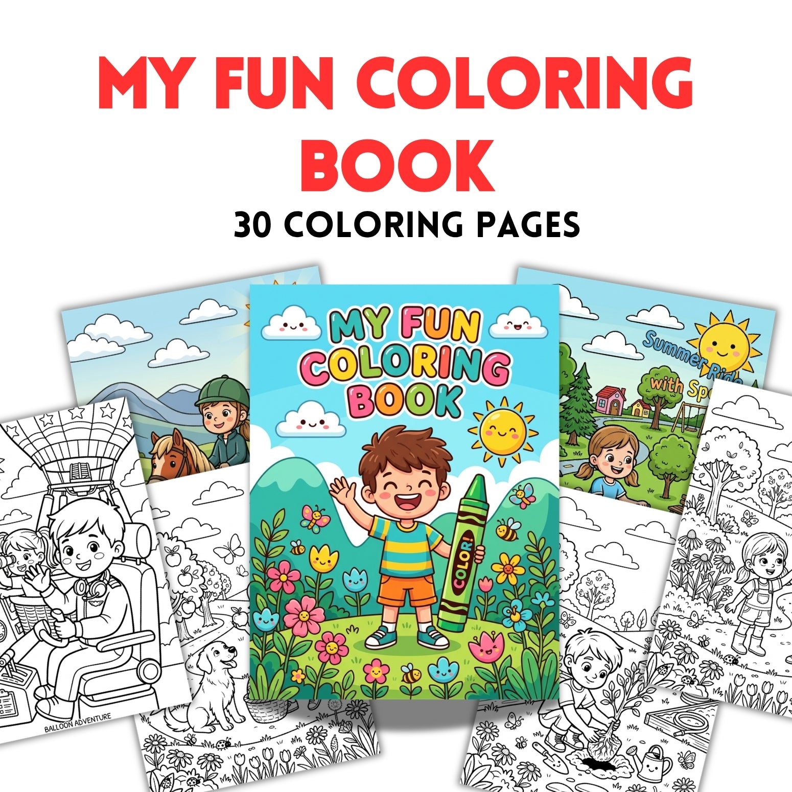 Kids Everyday Adventures Coloring Book | 30 Fun Outdoor Activity Pages