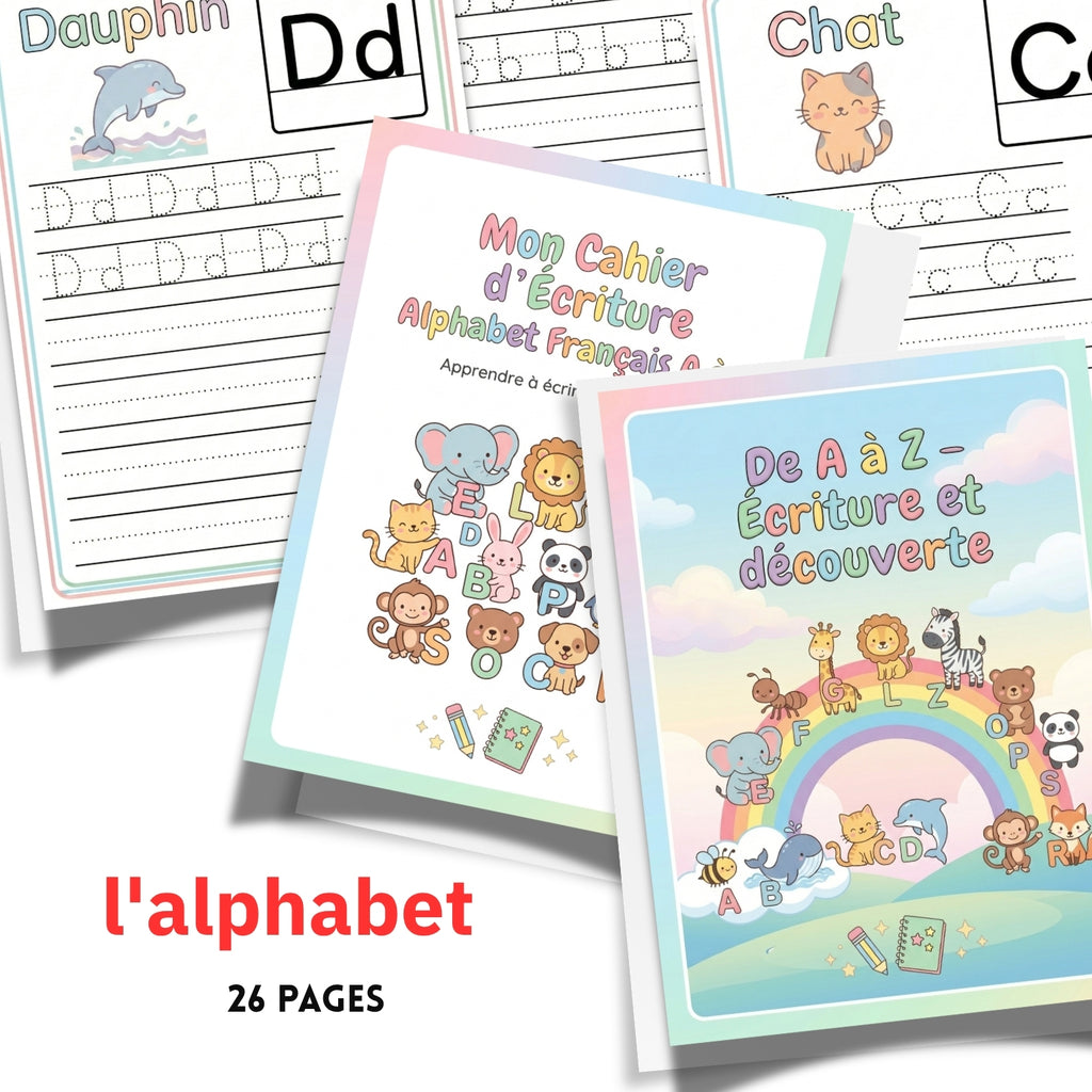 French Alphabet Handwriting Practice Book | 26 Page Letter Tracing Worksheets