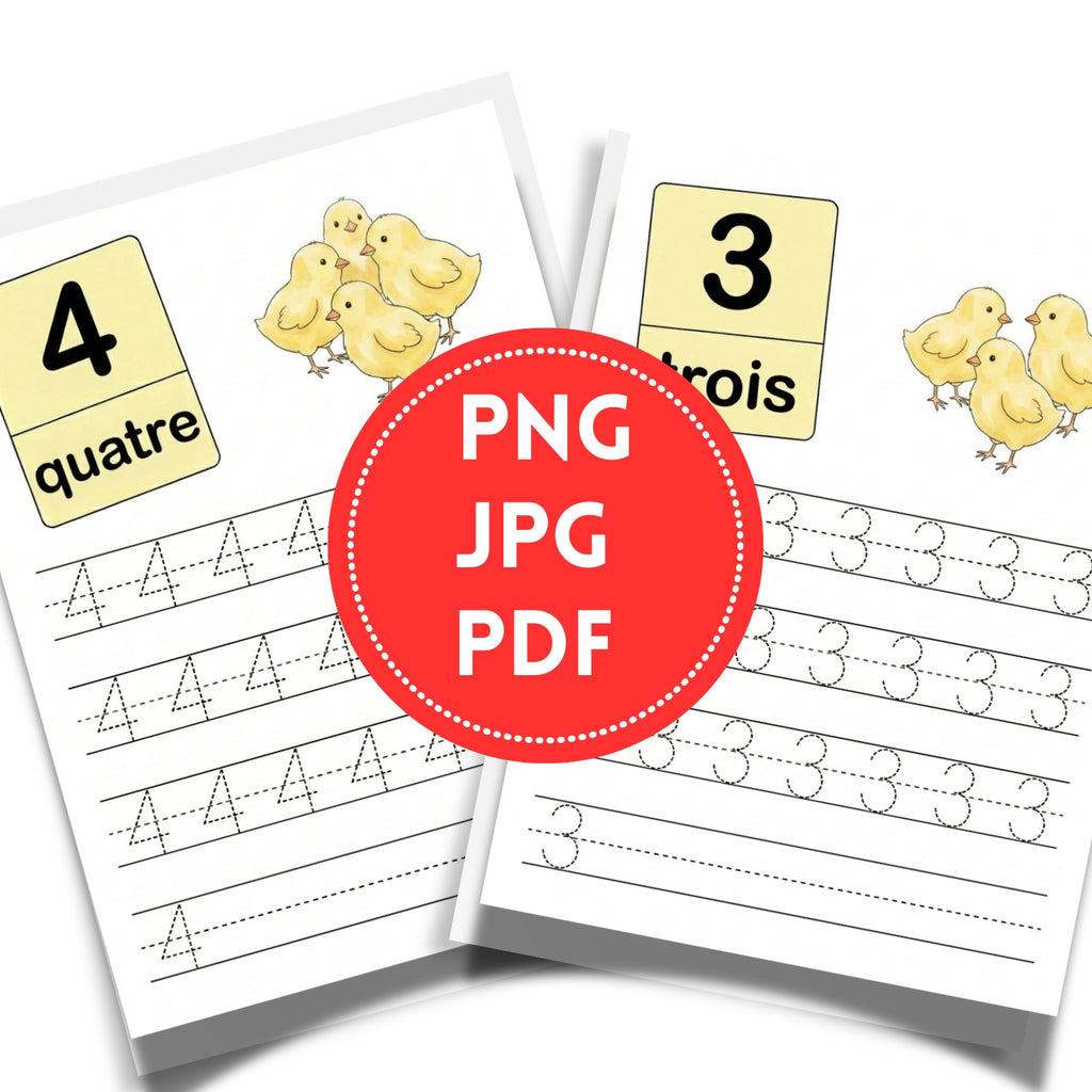 Cute French Numbers Printable Workbook | 10 Page Kids Counting & Tracing Sheets