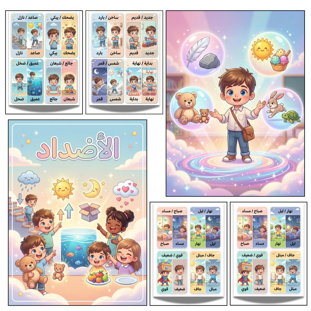 Arabic Antonyms Activity Book | 10-Page Kids Educational Workbook