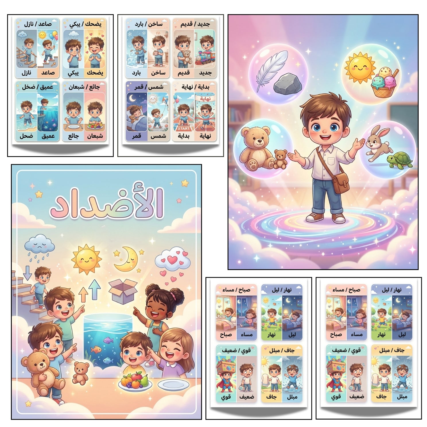 Arabic Antonyms Activity Book | 10-Page Kids Educational Workbook