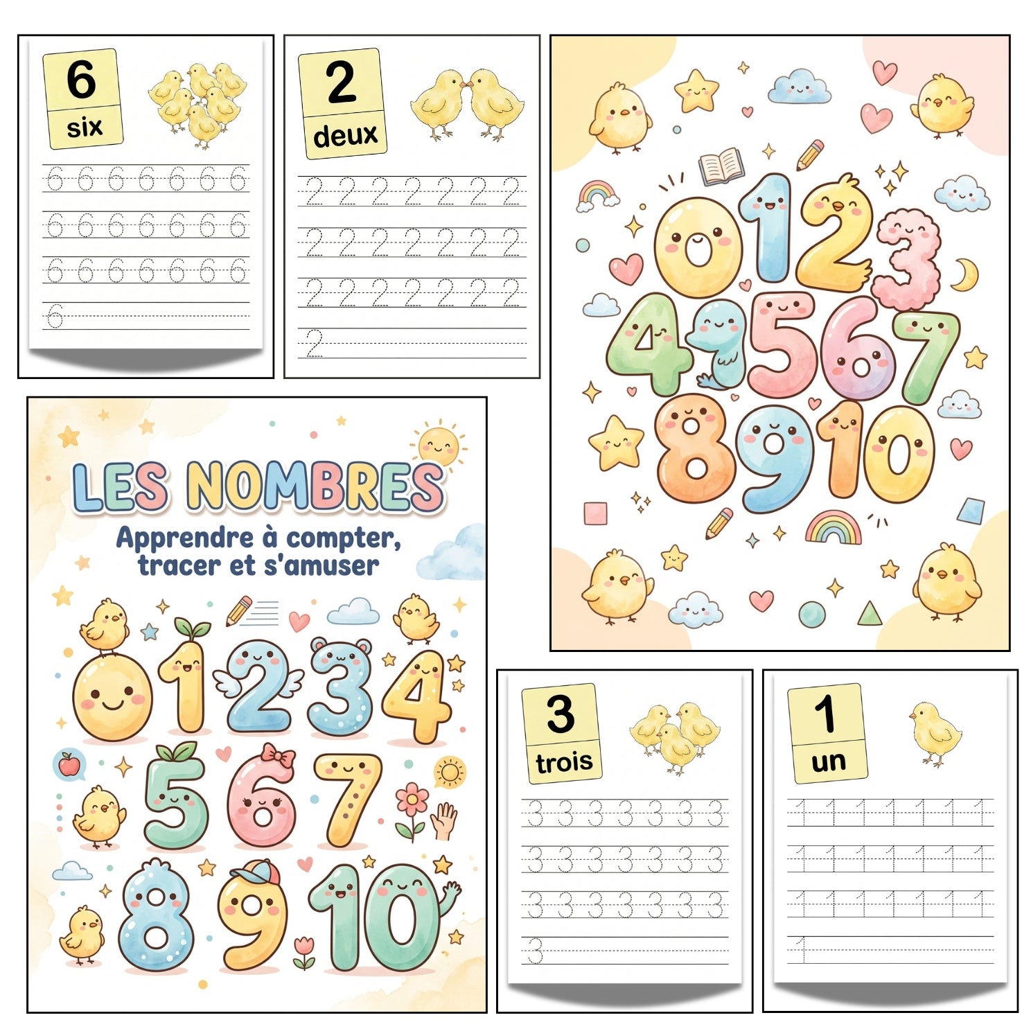 Cute French Numbers Printable Workbook | 10 Page Kids Counting & Tracing Sheets