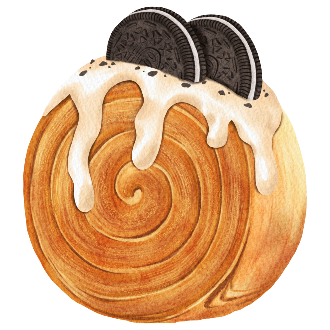 18 Watercolor Spiral Croissant Cliparts – Glazed Cinnamon Roll Style Croissants Collection (Transparent PNG, SVG & PDF)