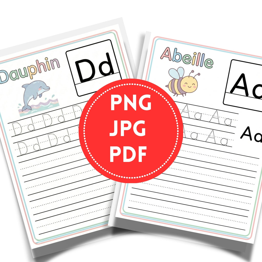 French Alphabet Handwriting Practice Book | 26 Page Letter Tracing Worksheets