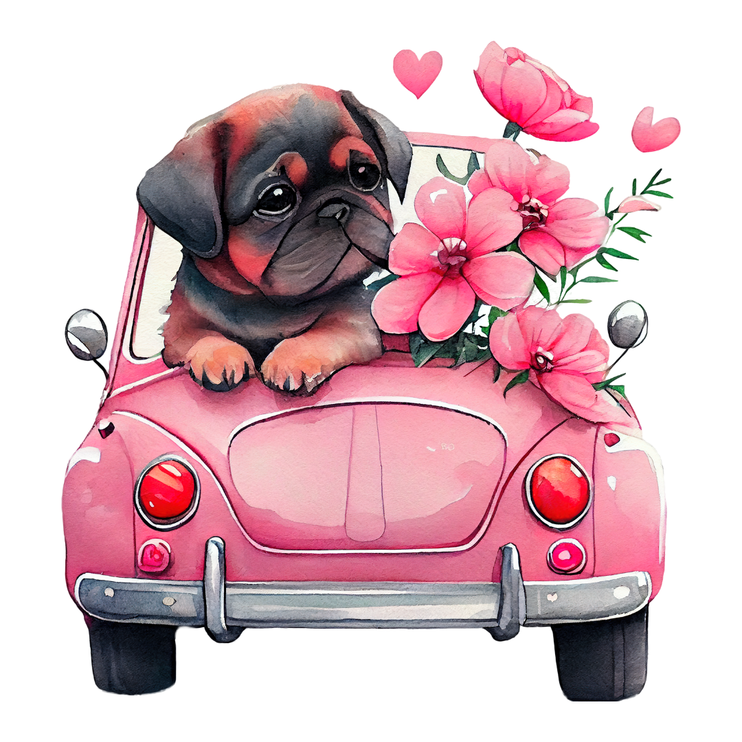 16 Dogs in Cars Cliparts – PNG & PDF Pack – Retro & Modern Style