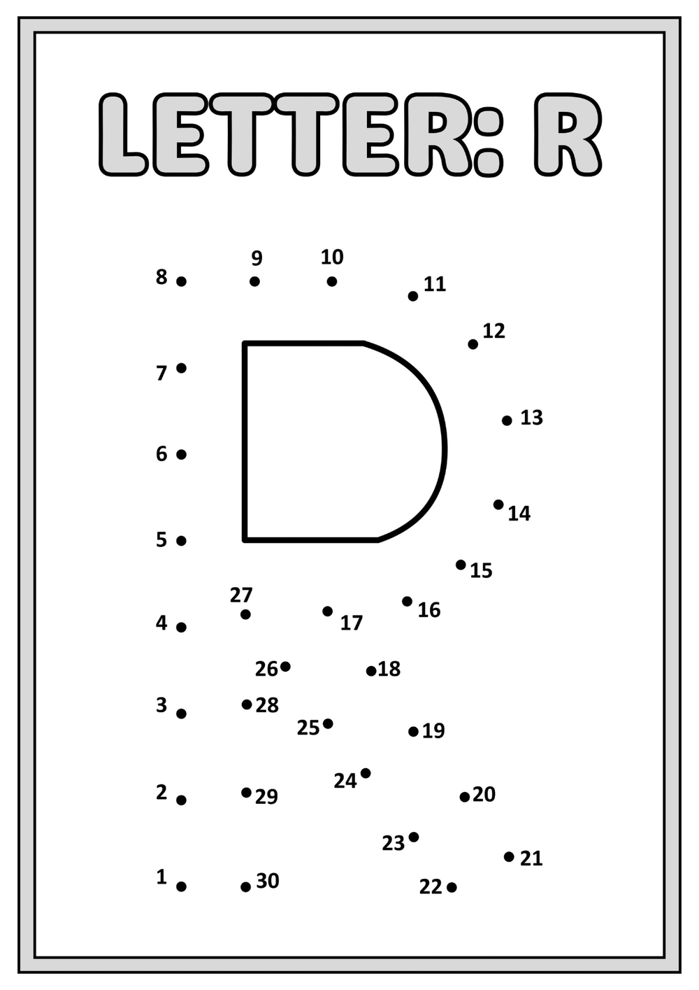 Relier les points – écrire les lettres majuscules – page 6