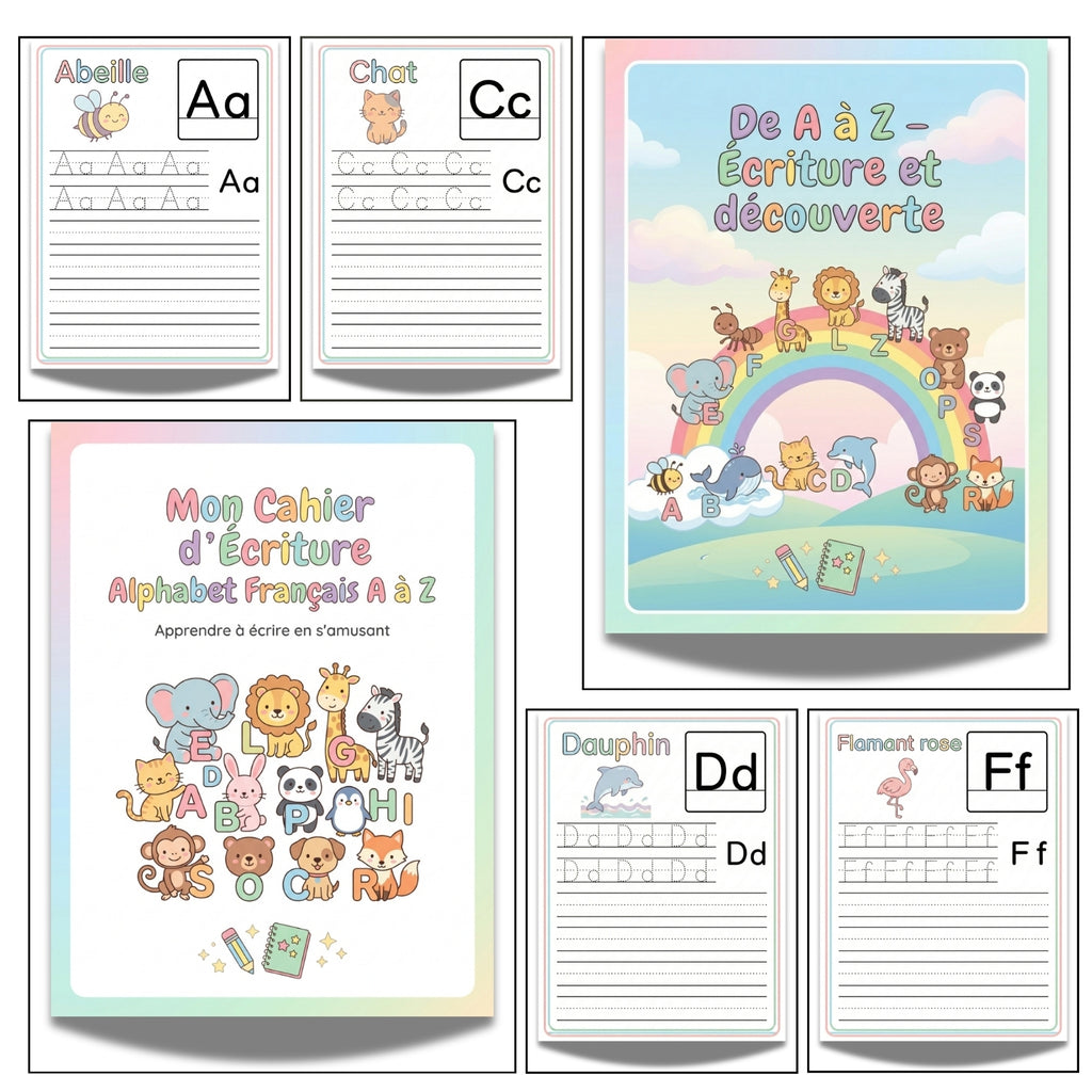 French Alphabet Handwriting Practice Book | 26 Page Letter Tracing Worksheets