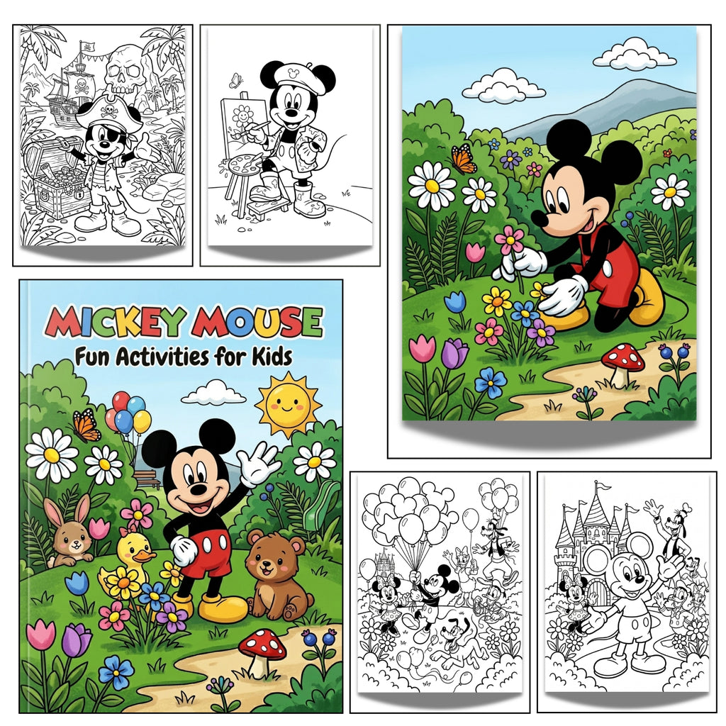 Classic Cartoon Mouse Printable Coloring Book | 20 Cute Magic Activity Pages