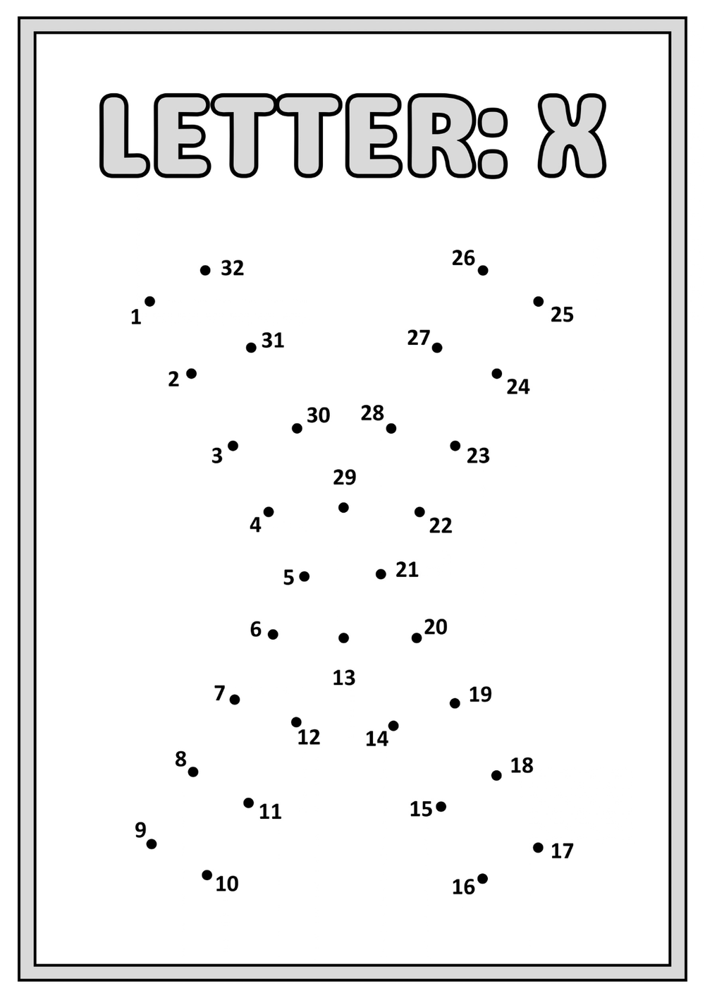 Relier les points – écrire les lettres majuscules – page 7