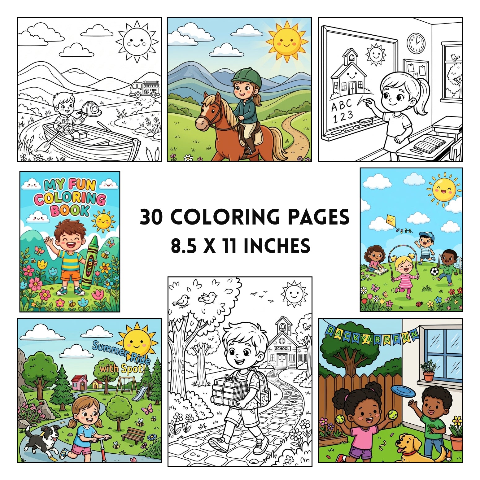 Kids Everyday Adventures Coloring Book | 30 Fun Outdoor Activity Pages