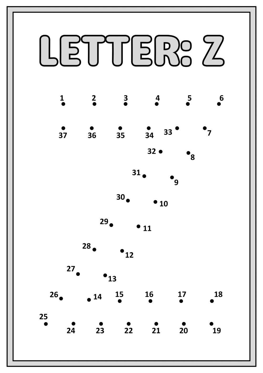 Relier les points – écrire les lettres majuscules – page 9