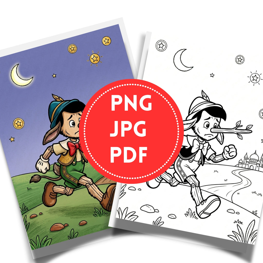 Printable Pinocchio Storybook Coloring Book | 20 Fairytale Activity Pages