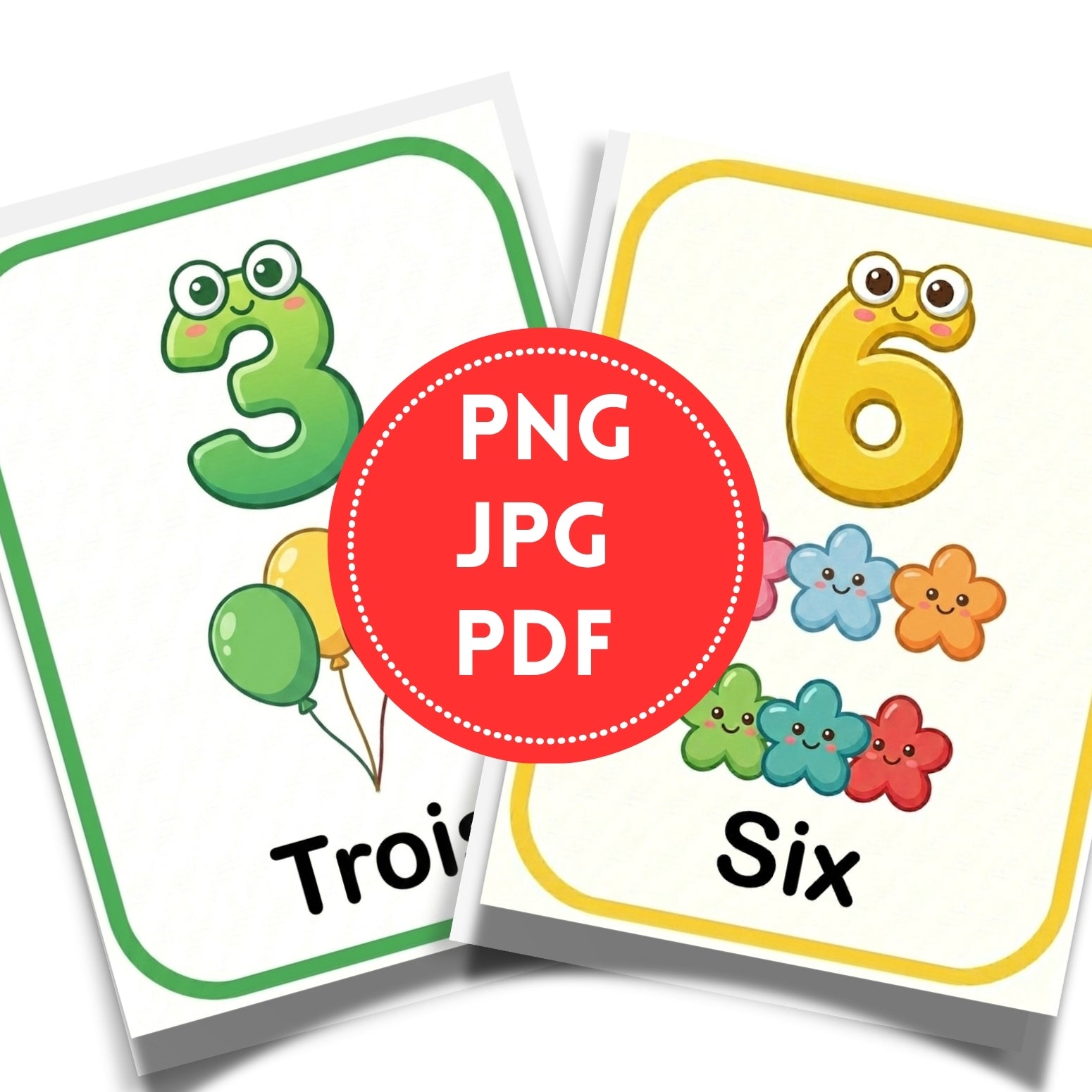 French Numbers 0-10 Flashcards | 10 Page Kindergarten Counting Kit