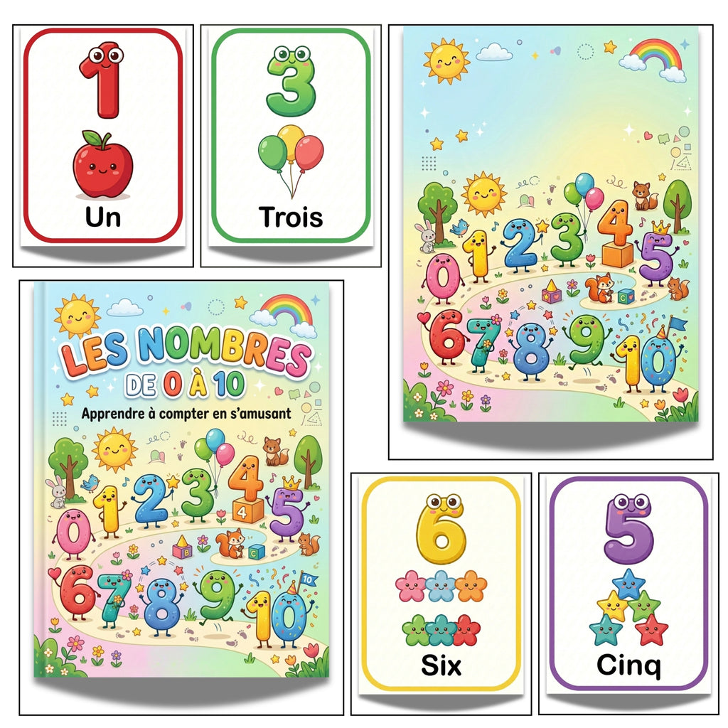 French Numbers 0-10 Flashcards | 10 Page Kindergarten Counting Kit