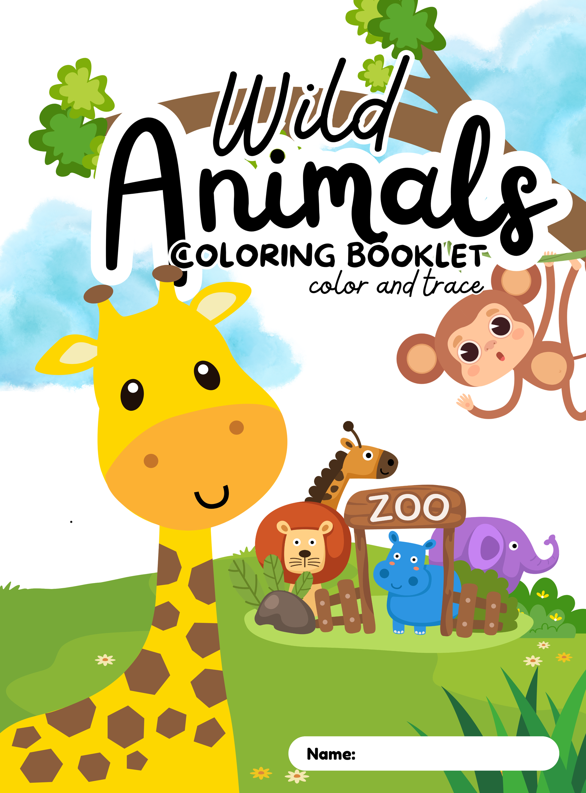 Animals Coloring & Tracing Booklet | English Educational Activity Book