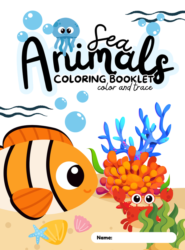 Cahier d’activités – Les animaux marins : coloriage & traçage | Édition anglaise