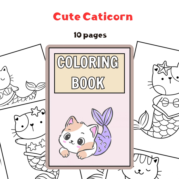 Cute Caticorn – Adorable Chat Licorne à Colorier