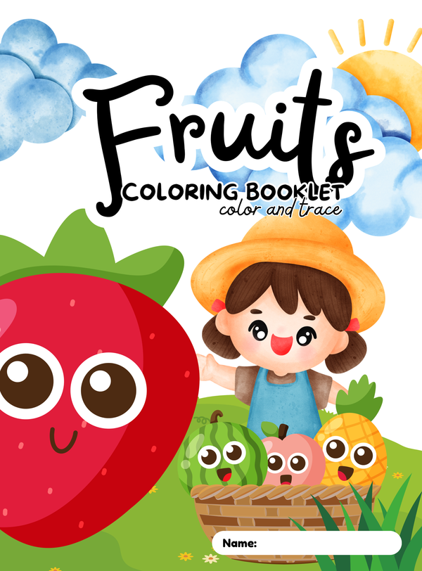Petit cahier de coloriage et de traçage des fruits | Cahier d’activités éducatif en anglais