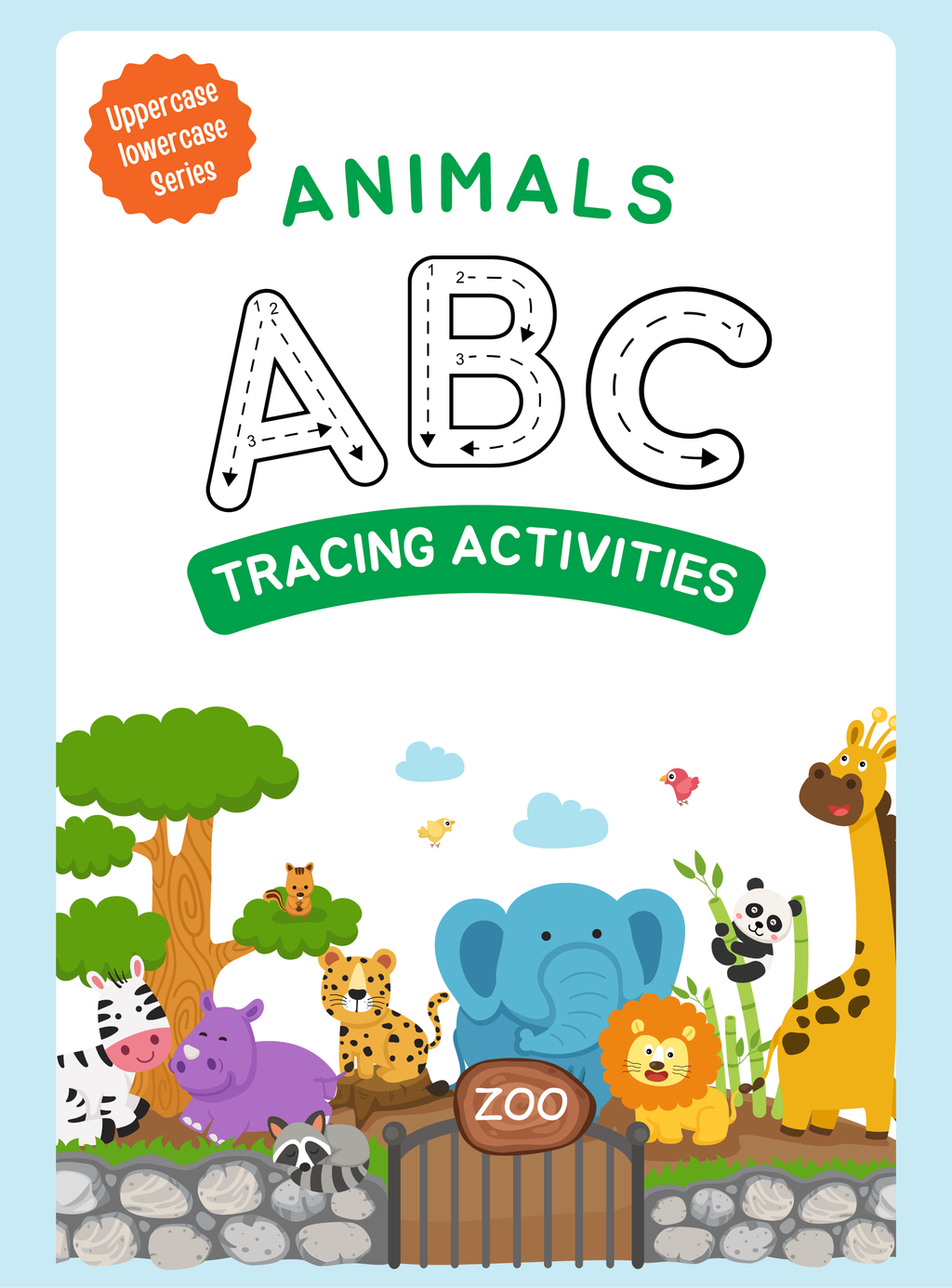 Animals A-Z Alphabet Tracing Cards | English Handwriting Practice Workbook