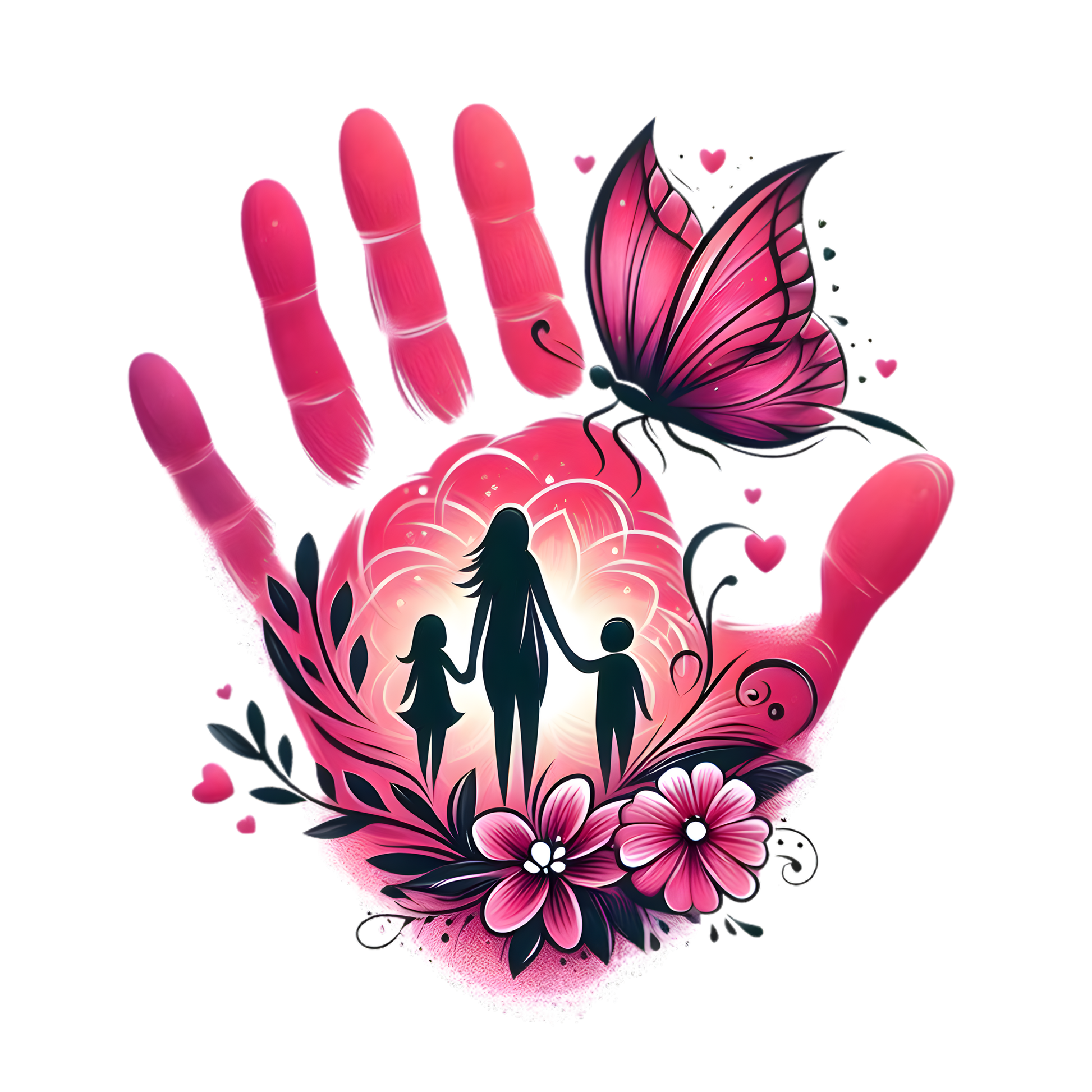 12 Mother & Child Love Clipart Bundle – Floral Butterfly Family Silhouette PNG, SVG & Printable PDF