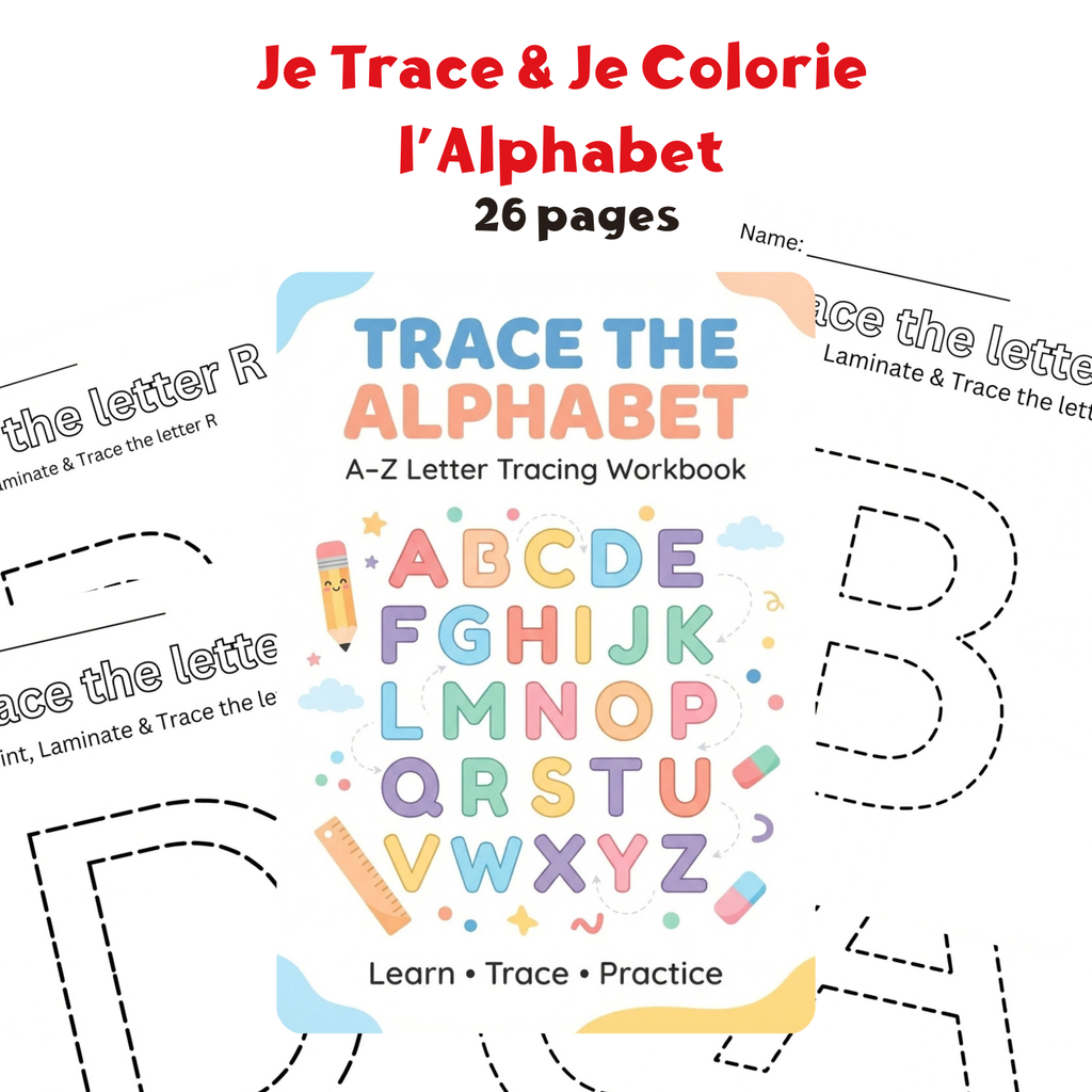 Je Trace & Je Colorie l’Alphabet – Apprends à Écrire de A à Z :