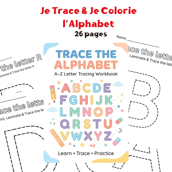 Je Trace & Je Colorie l’Alphabet – Apprends à Écrire de A à Z :