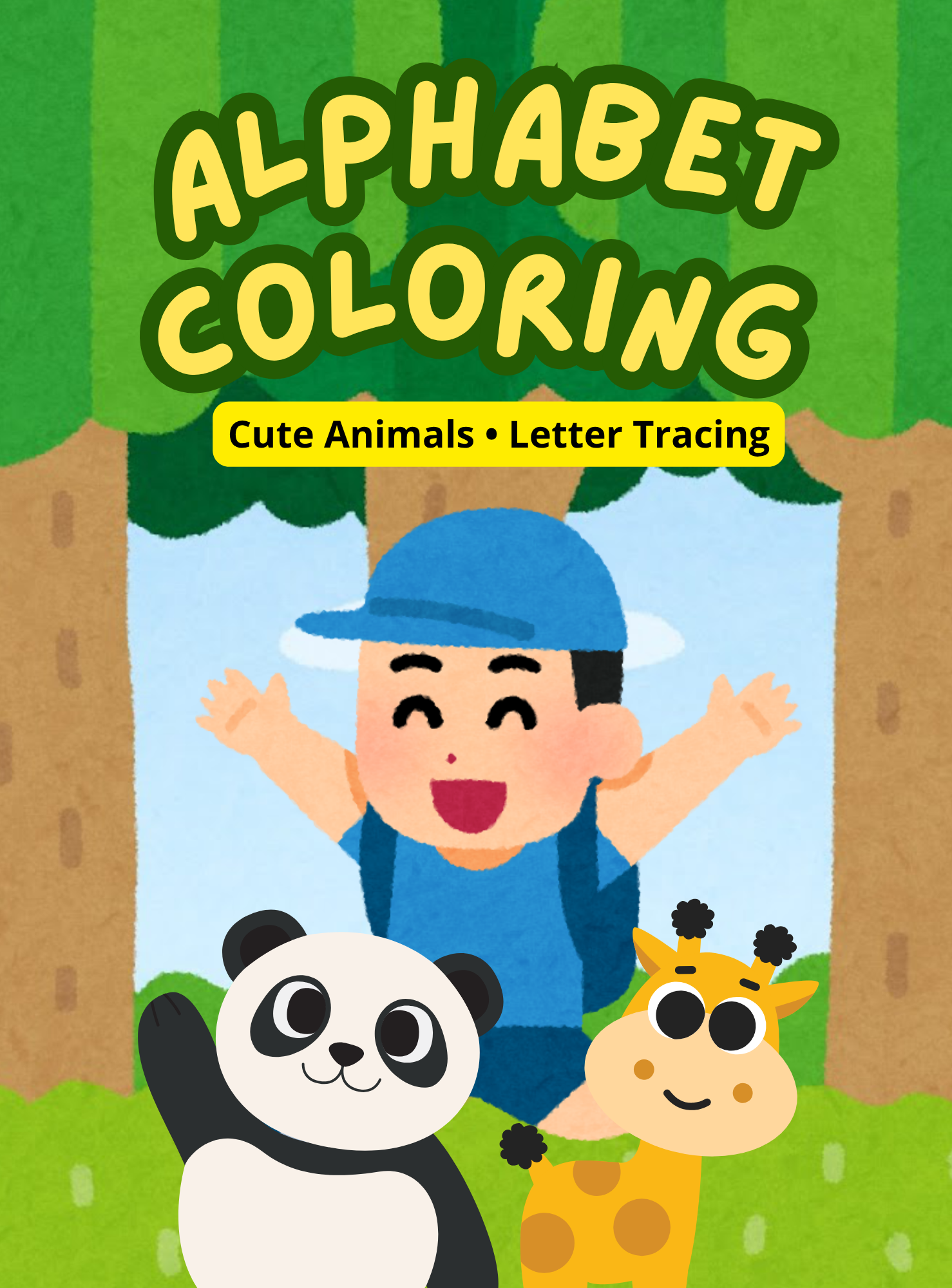 Alphabet Coloring Cute Animals Letter Tracing - English Edition