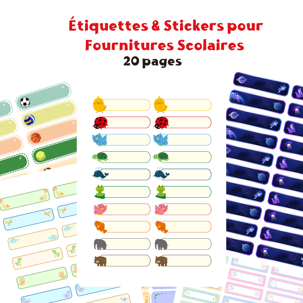School Style – Étiquettes & Stickers pour Fournitures Scolaires