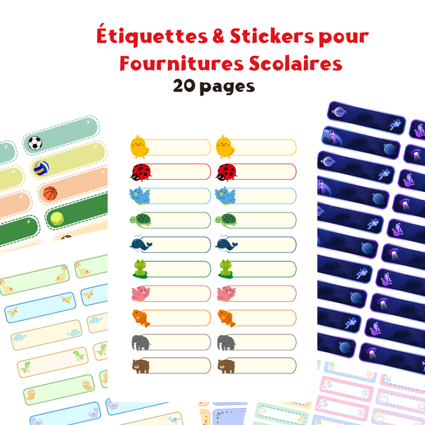 School Style – Étiquettes & Stickers pour Fournitures Scolaires