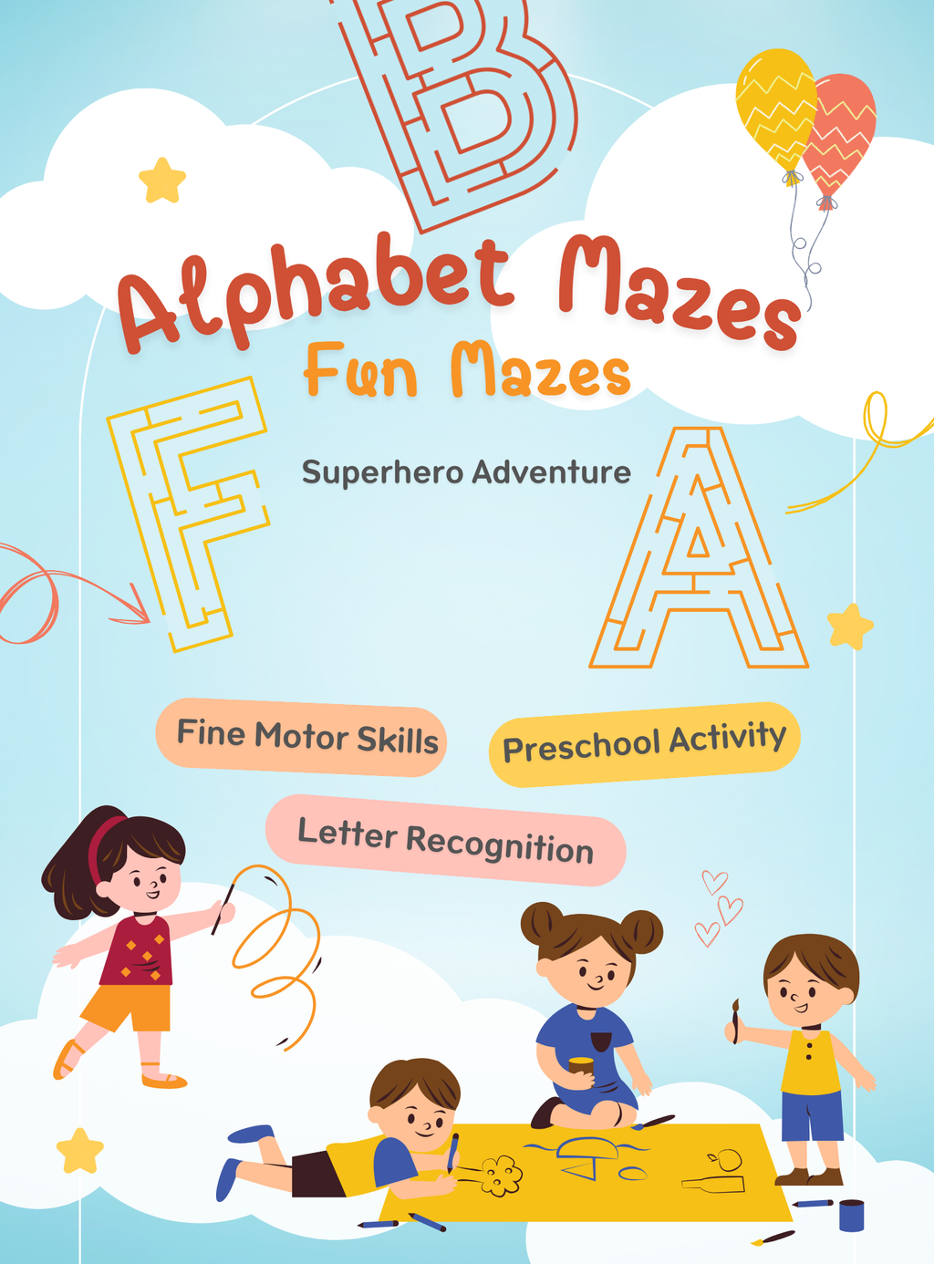 Alphabet Mazes Fun Mazes: Superhero Adventure - English Edition