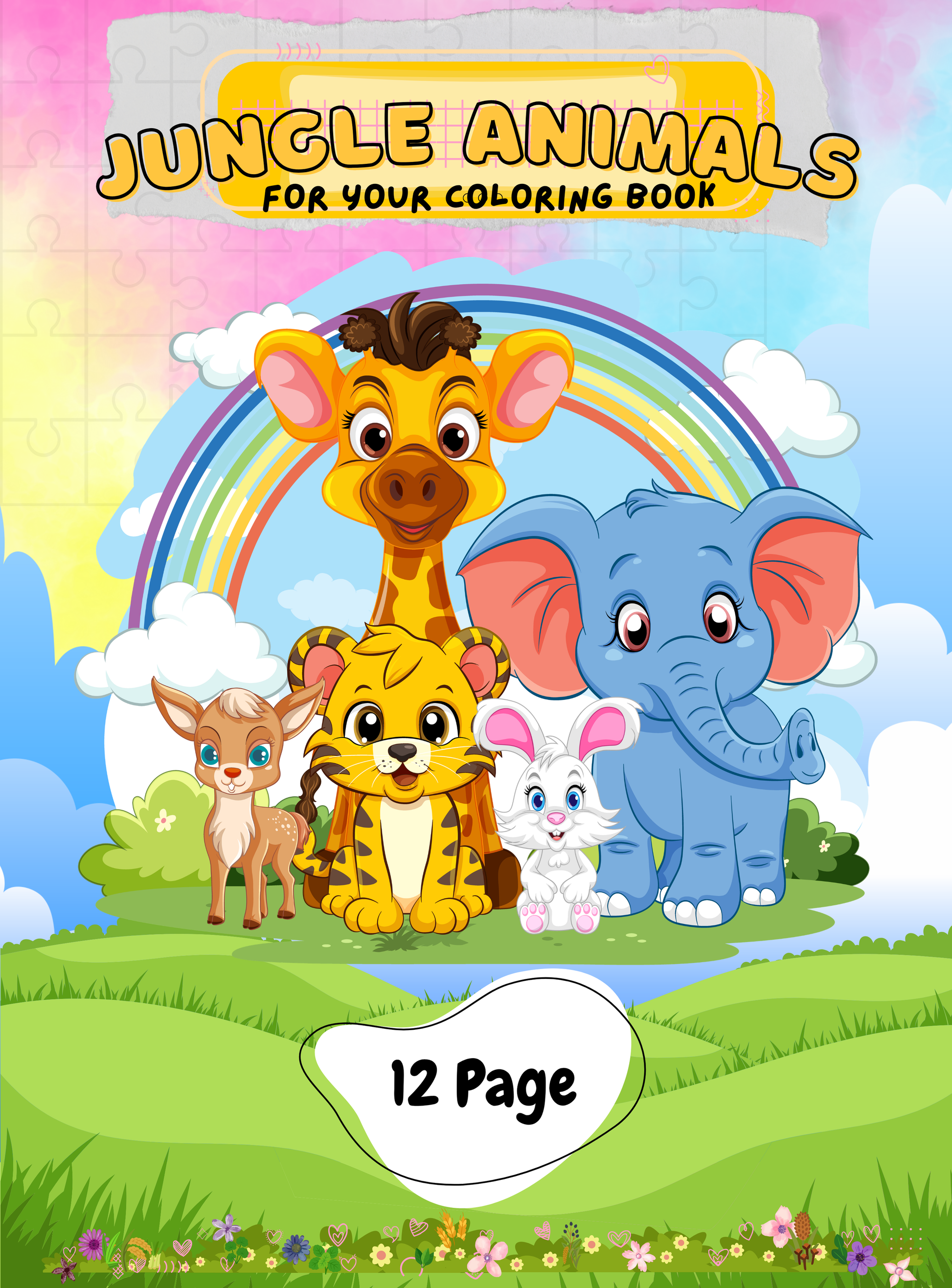 Jungle Animals Coloring Book | English Kids Educational Activity Book (12 Pages)