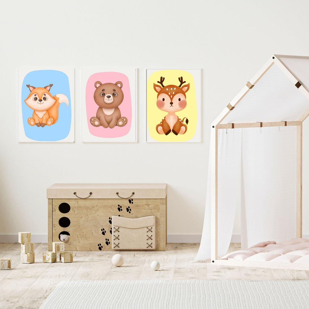 Kids Animal Wall Art Set – 10  Nursery Prints | Playroom Decor | Digital PNG 300 DPI