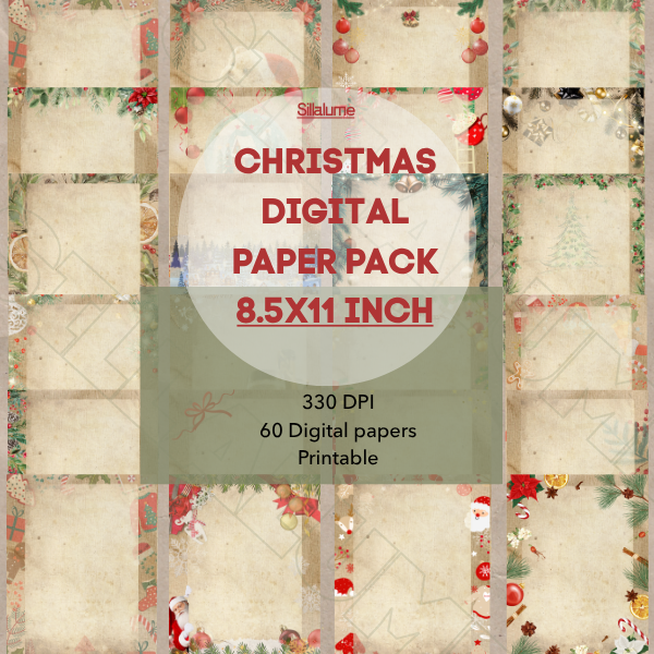 Vintage Holiday Digital Backgrounds Pack | 60 Printable Designs 8.5x11" | Retro Christmas Textures  | Instant Download