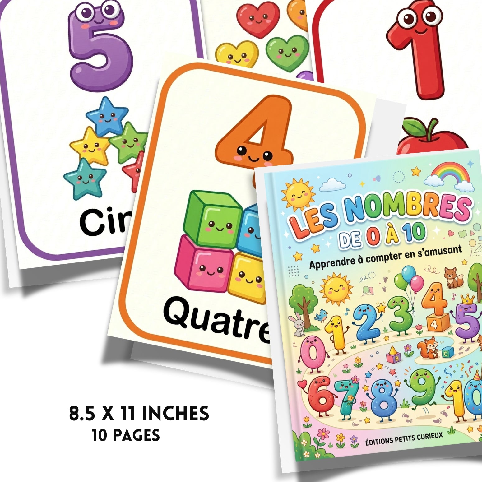 French Numbers 0-10 Flashcards | 10 Page Kindergarten Counting Kit