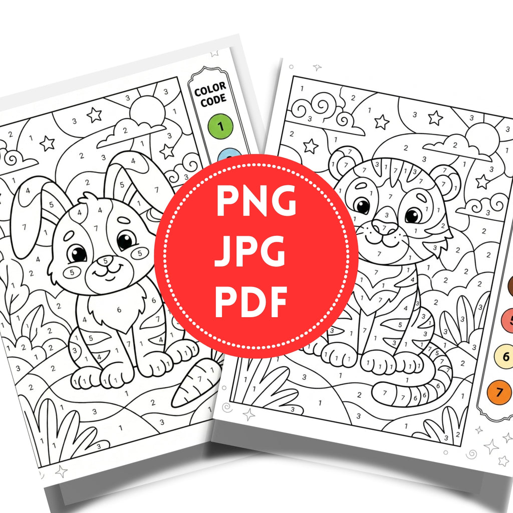 Cute Animals Color by Numbers Printable | 20 Early Learning Pages