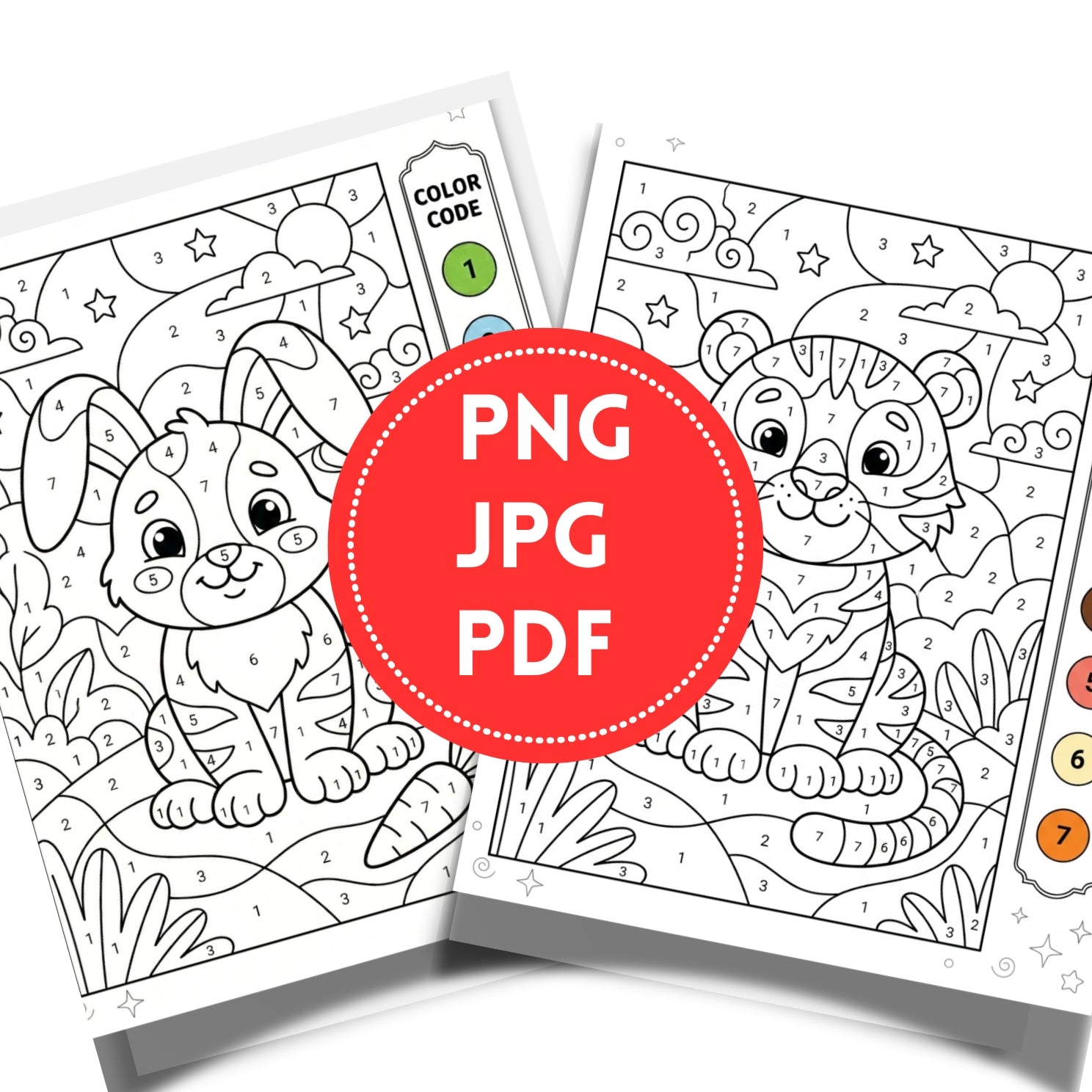 Cute Animals Color by Numbers Printable | 20 Early Learning Pages