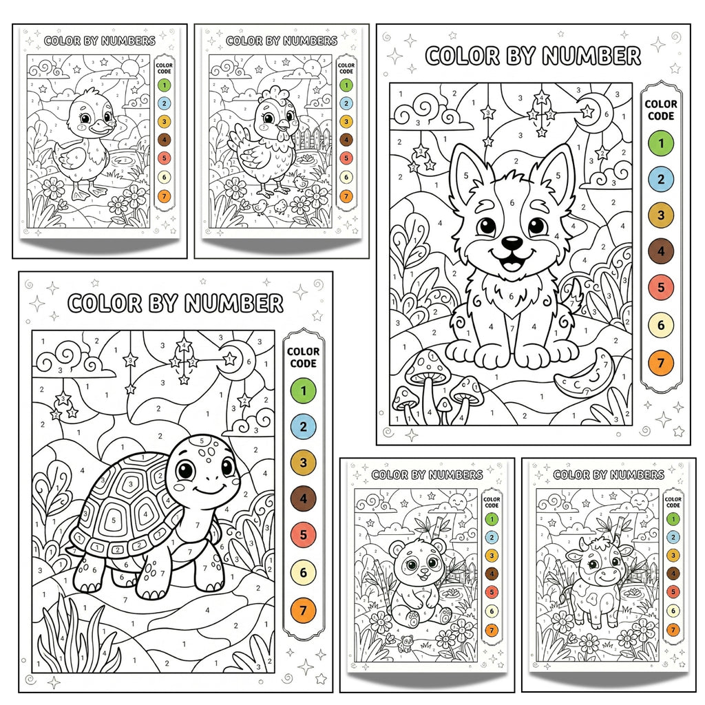 Cute Animals Color by Numbers Printable | 20 Early Learning Pages