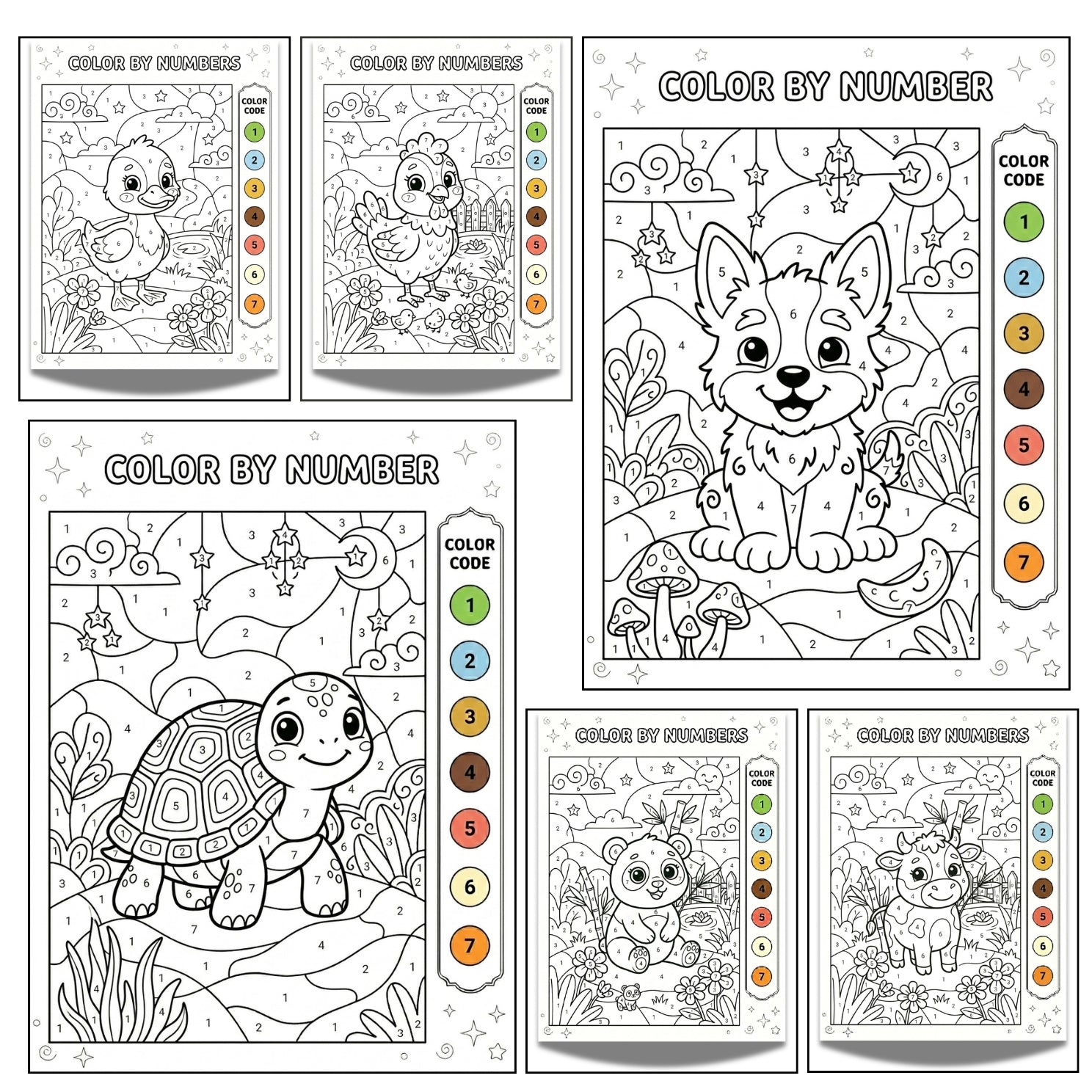Cute Animals Color by Numbers Printable | 20 Early Learning Pages