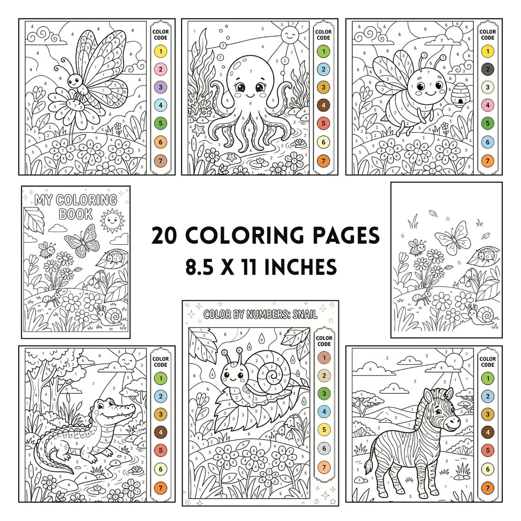 Cute Animals Color by Numbers Printable | 20 Early Learning Pages