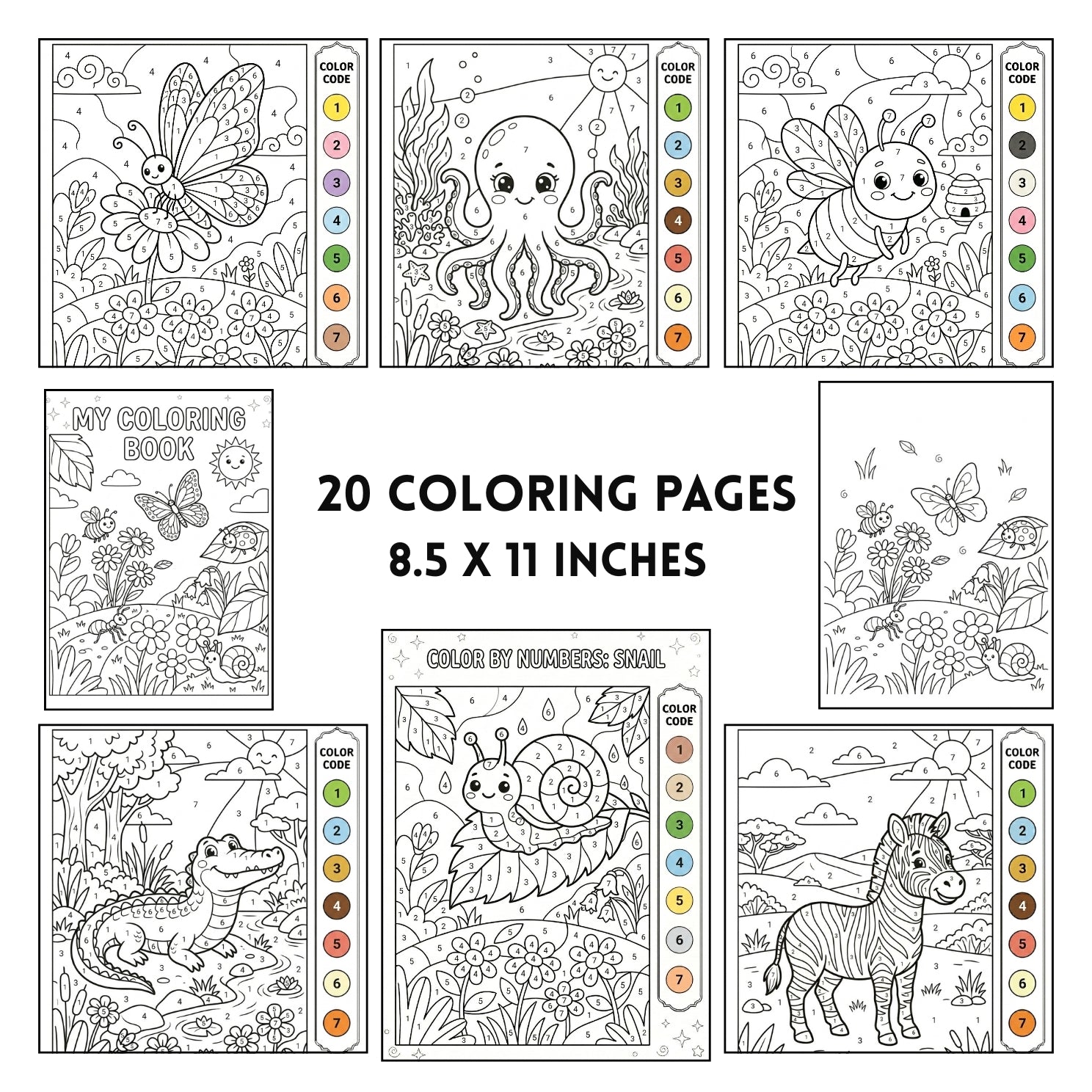 Cute Animals Color by Numbers Printable | 20 Early Learning Pages