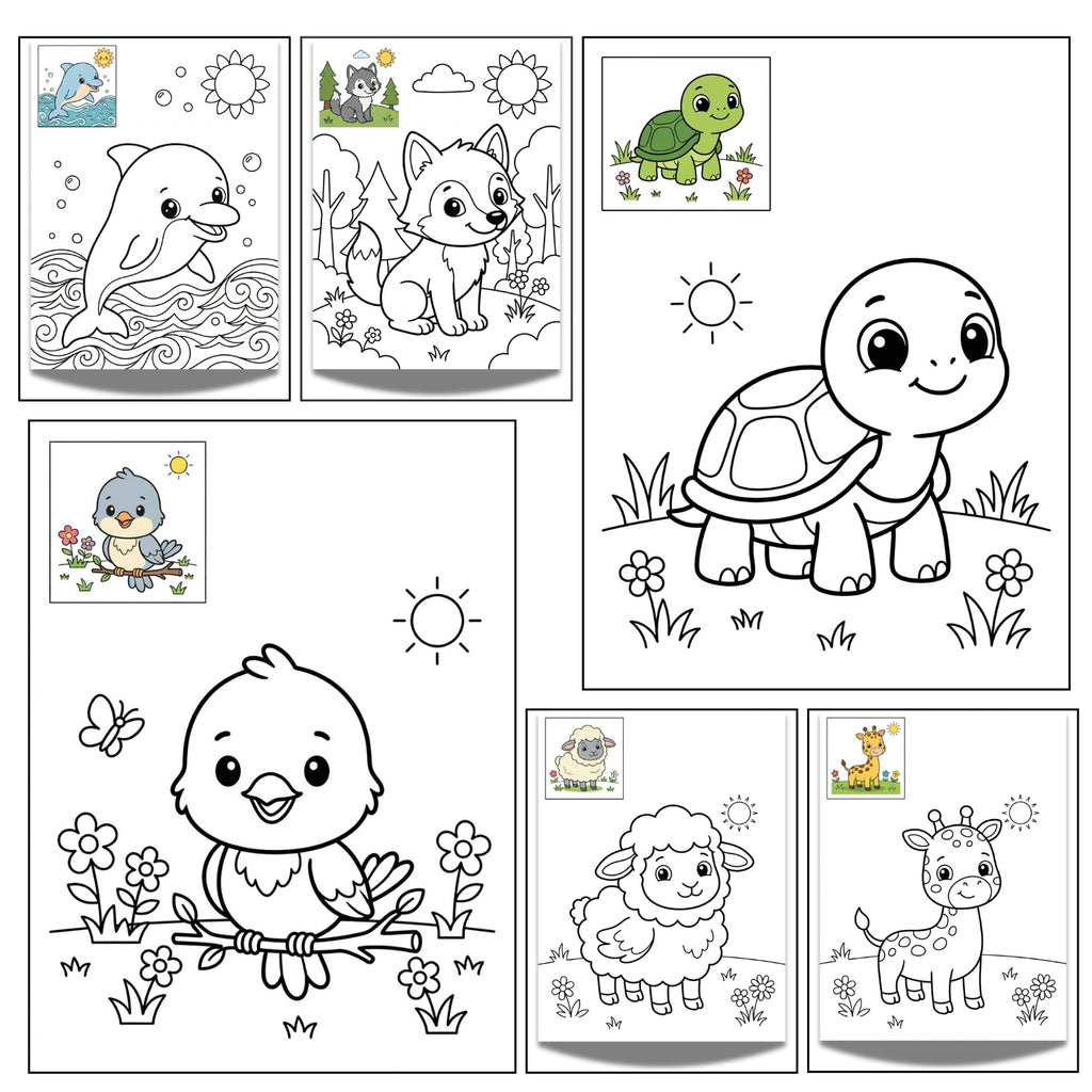 Cute Baby Animals Printable Coloring Book | 20 Early Learning Pages